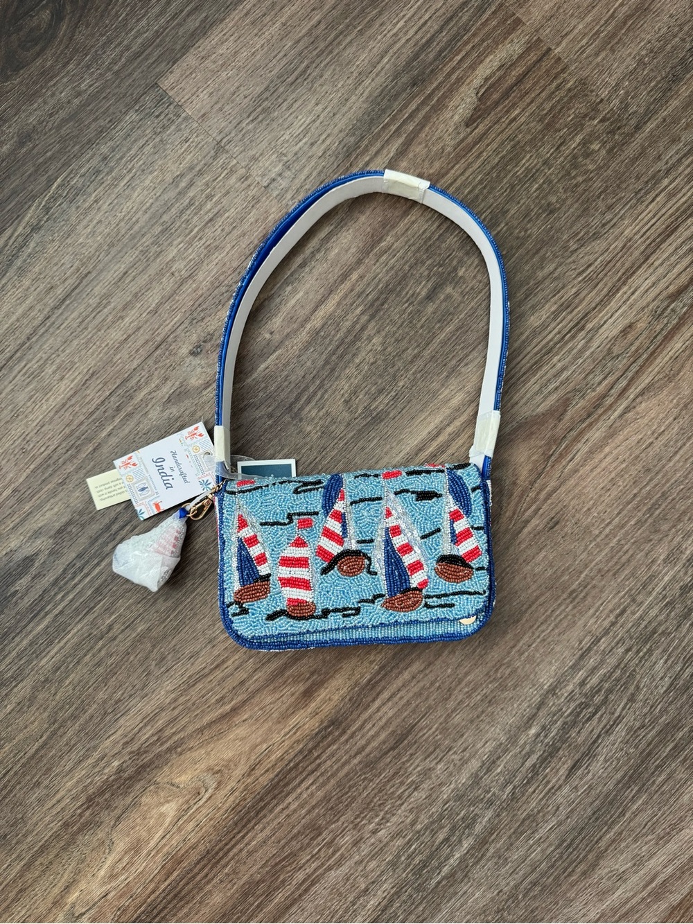 Viral TikTok Beaded Sailboat HandBag Purse Handcrafted in India NWT w/ charm